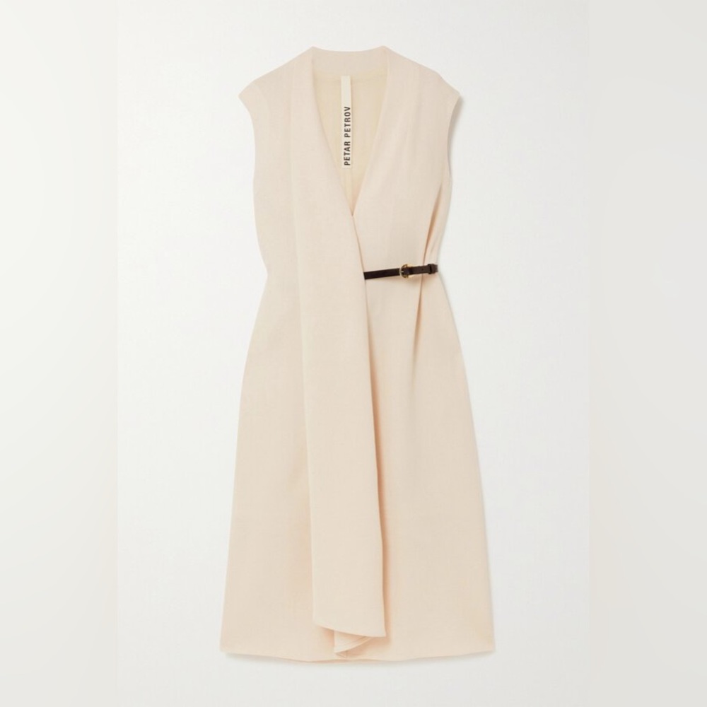 Petar Petrov Alen Belted Wool-Crepe Midi Dress size 36